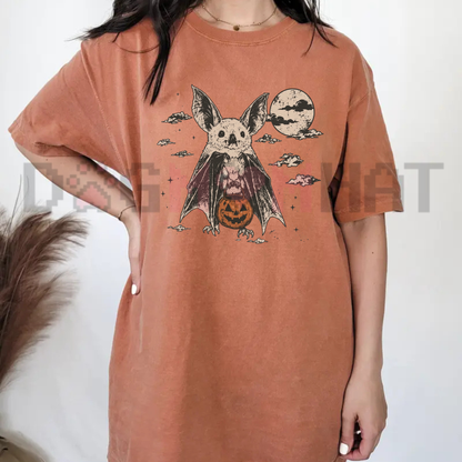 Comfort Colors® Moonlit Bat Pumpkin 90s Halloween Graphic T-Shirt