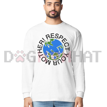 "Respect Your Mother" Vintage Earth Day Graphic Long Sleeve Shirt