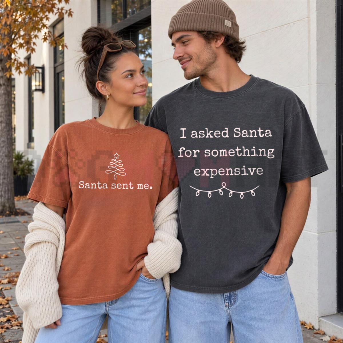 Yule Couple Harmony Garment-Dyed Tee – Festive Santa Quote Holiday Shirt