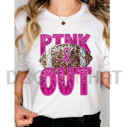 Pink Glitter Football Awareness Graphic T-Shirt