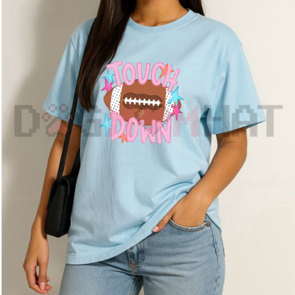 Touch Down Mossy Oak Football Graphic Tee - Cute Camo Game Day Cotton Unisex T-Shirt