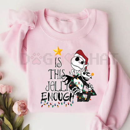 "Is This Jolly Enough" Jack Skellington Christmas Sweatshirt – Zero Dog & Oogie Boogie Party Tee