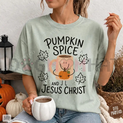 Comfort Colors® Pumpkin Spice & Jesus Christ T-Shirt - Fall Religious Graphic Tee