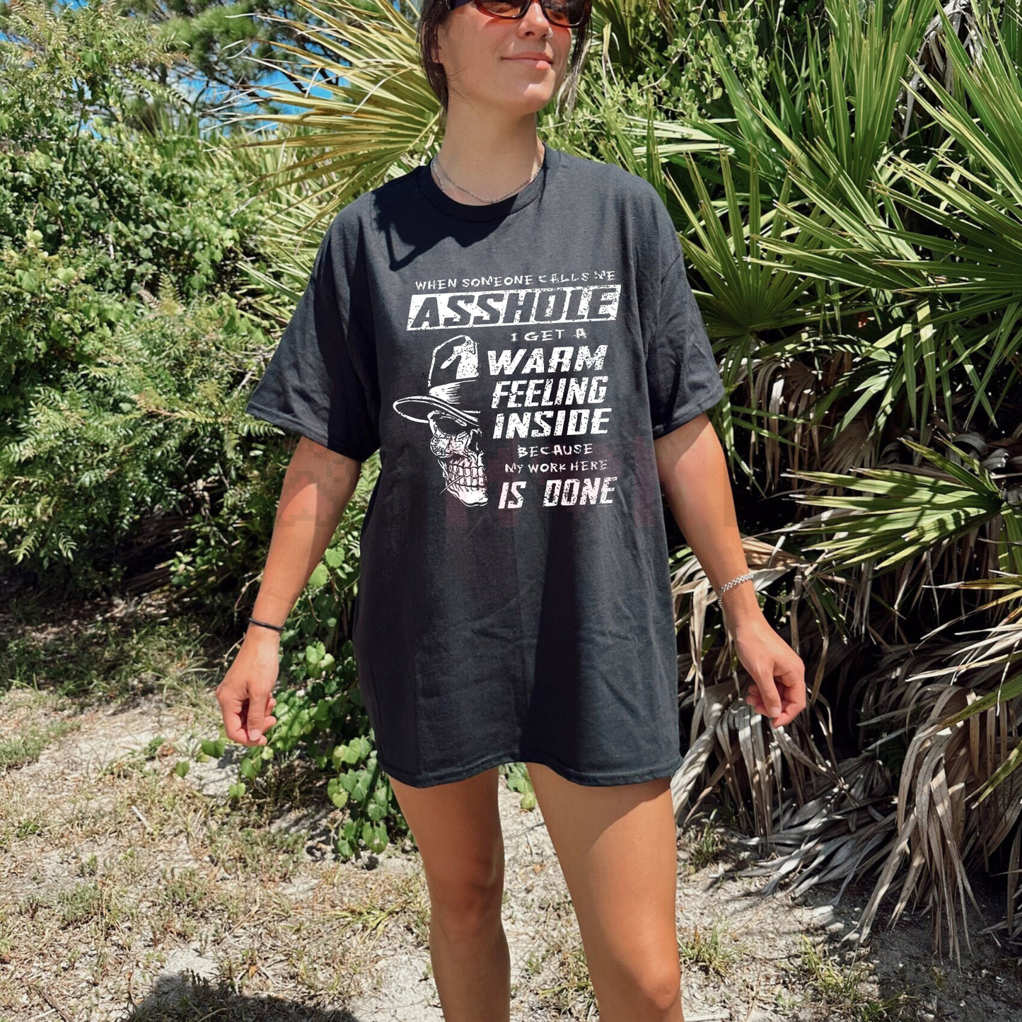 "Warm Feeling Inside" Dark Humor Skull T-Shirt