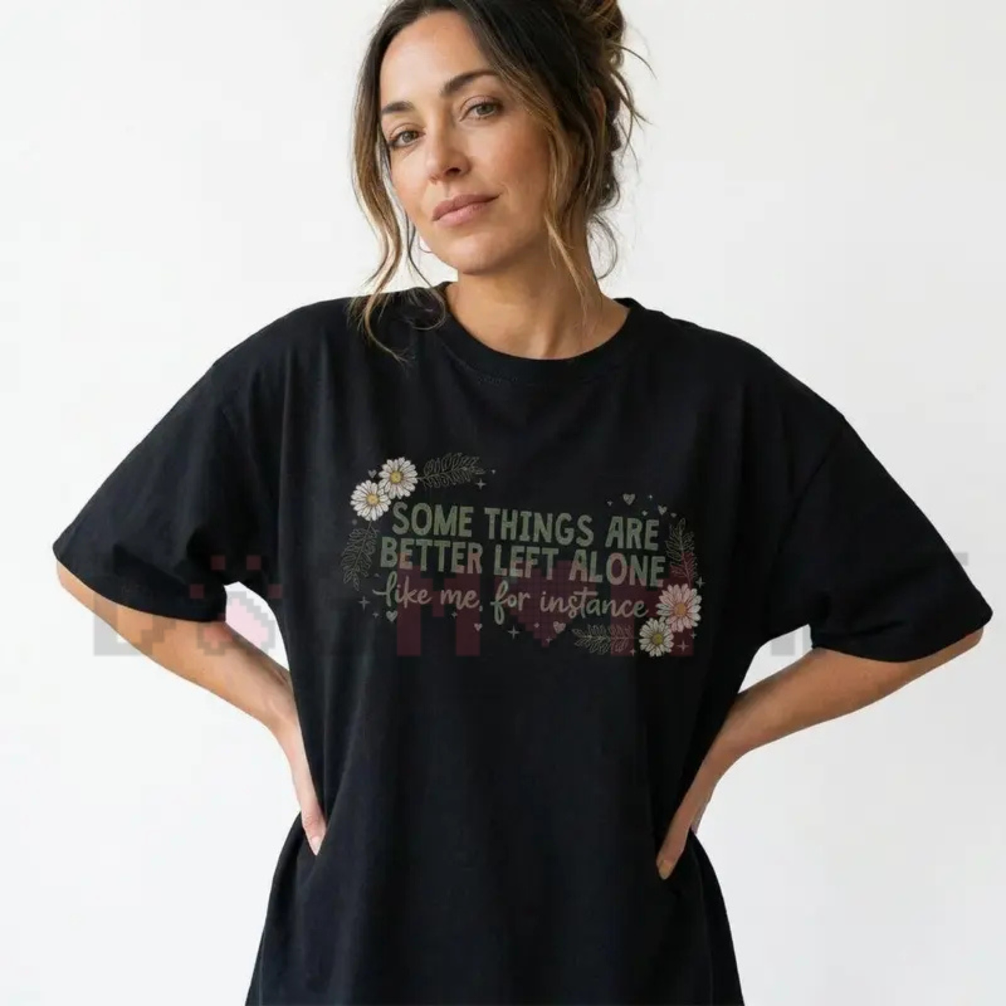 Funny Introvert Floral Graphic Tee - Sarcastic Women's Plus Size Shirt