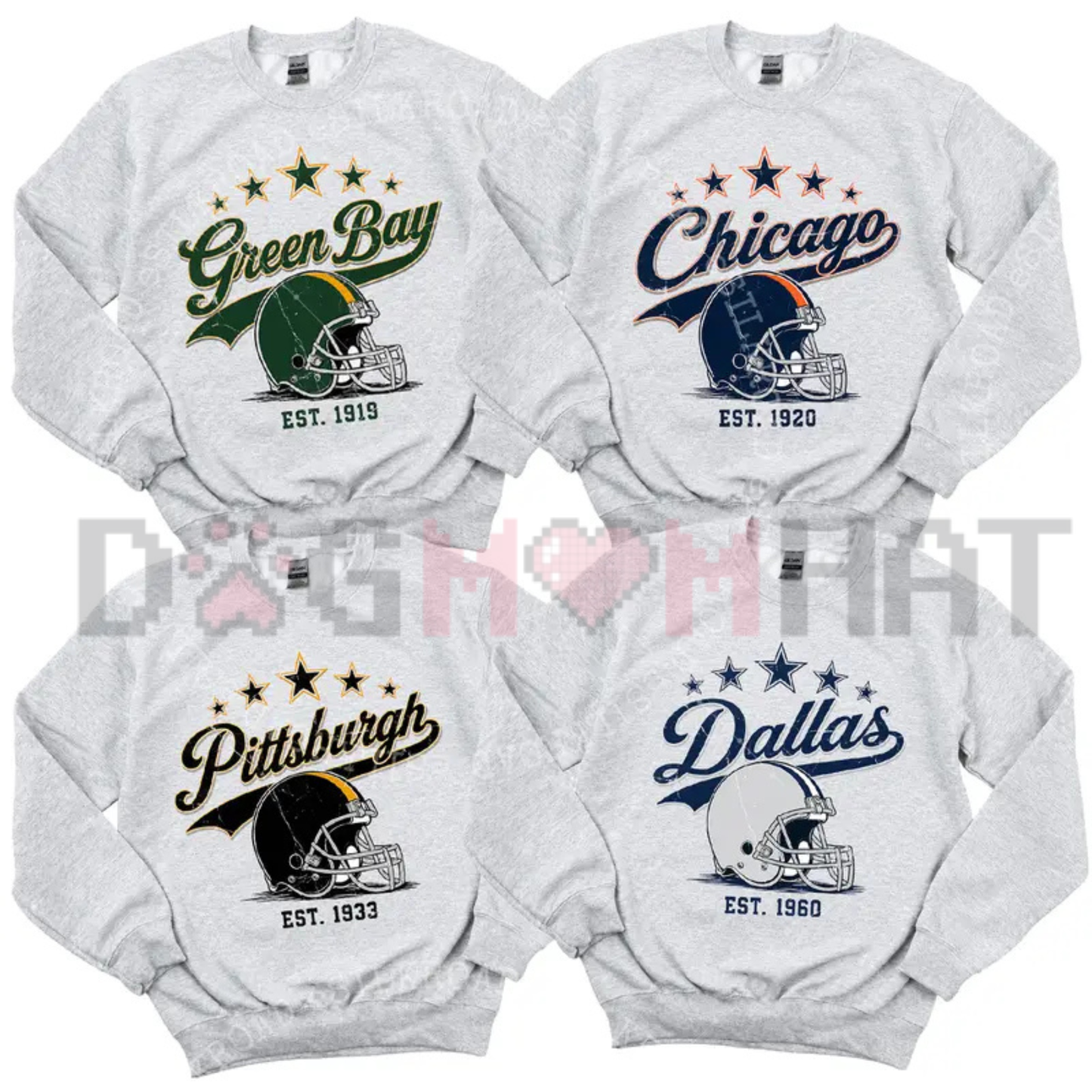 Team Football Ash Grey Game Day Crewneck - Retro 1960s Athletic Sweatshirt