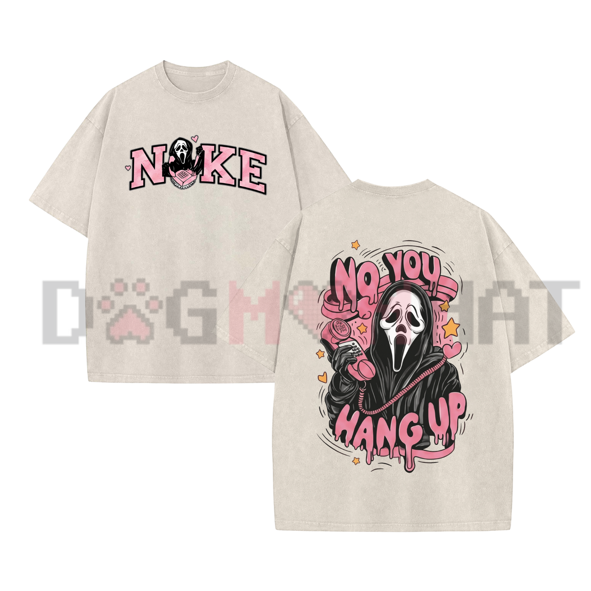 "No You Hang Up" Vintage Acid Wash T-Shirt - Creepy Cute Ghost Y2K Parody Tee