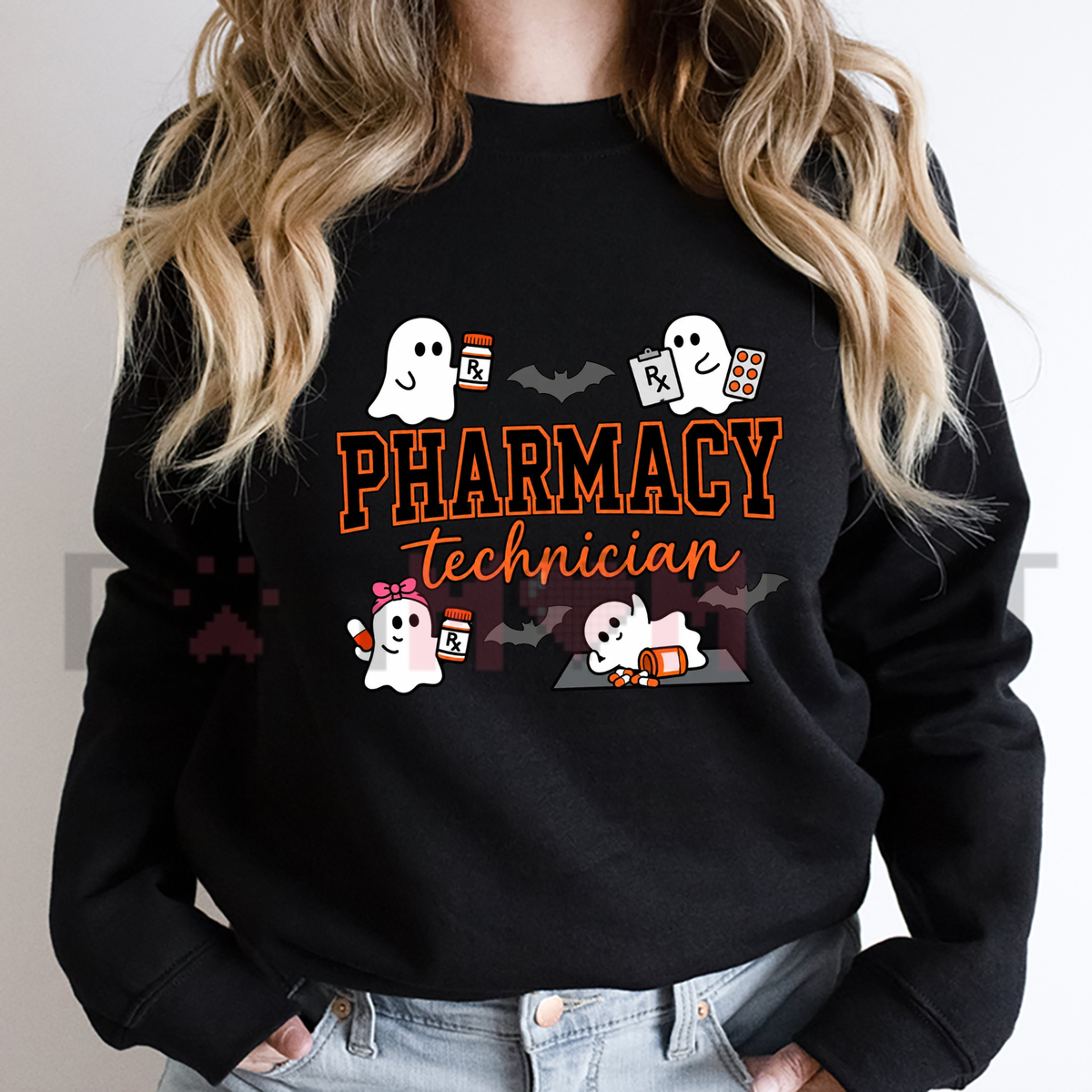 "Spooky Pharmacy Tech Ghost" Halloween Heavy-Blend Sweatshirt