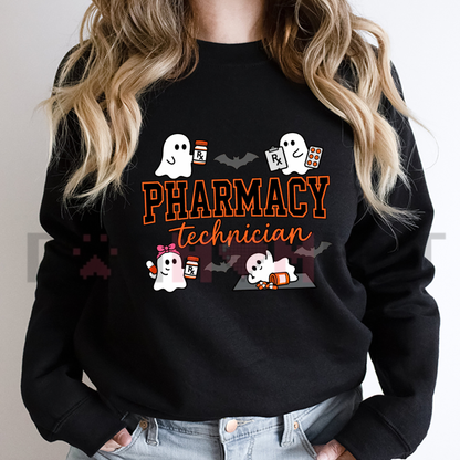 "Spooky Pharmacy Tech Ghost" Halloween Heavy-Blend Sweatshirt