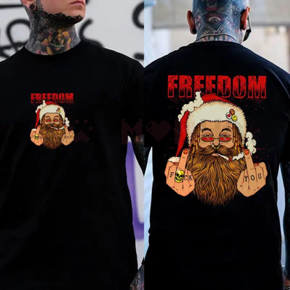 FREEDOM Defiant Santa Claus Print Men's T-Shirt – Unisex Political Statement Tee