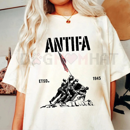 "Antifa Estd 1945" Patriotic Fight Fascism T-Shirt – Pro-Democracy Liberal Protest Shirt