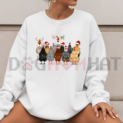 Cluckmas Festive Crewneck – Cute Christmas Chickens Farmhouse Sweatshirt
