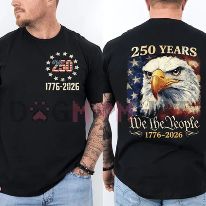 250th Anniversary Patriotic USA Flag Tee, 1776-2026 Historic Celebration 2-Sided Shirt