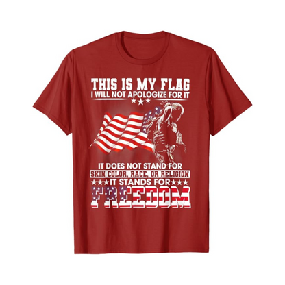 Vintage Patriotic American Flag & Soldier T-Shirt – "Stand for Freedom" Bold Slogan