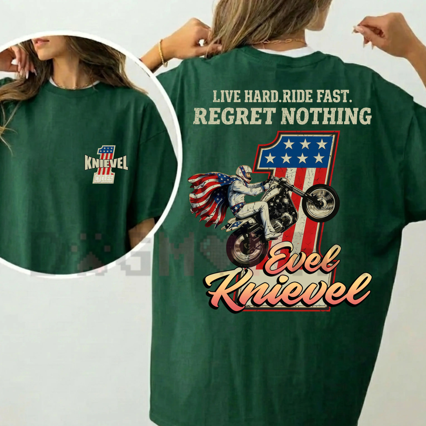 Evel Knievel "Live Hard Ride Fast" Shirt - Vintage American Rider Biker Tee