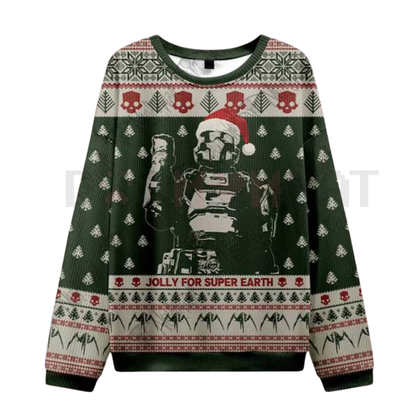 Helldivers 2 "Jolly for Super Earth" Ugly Christmas Sweatshirt