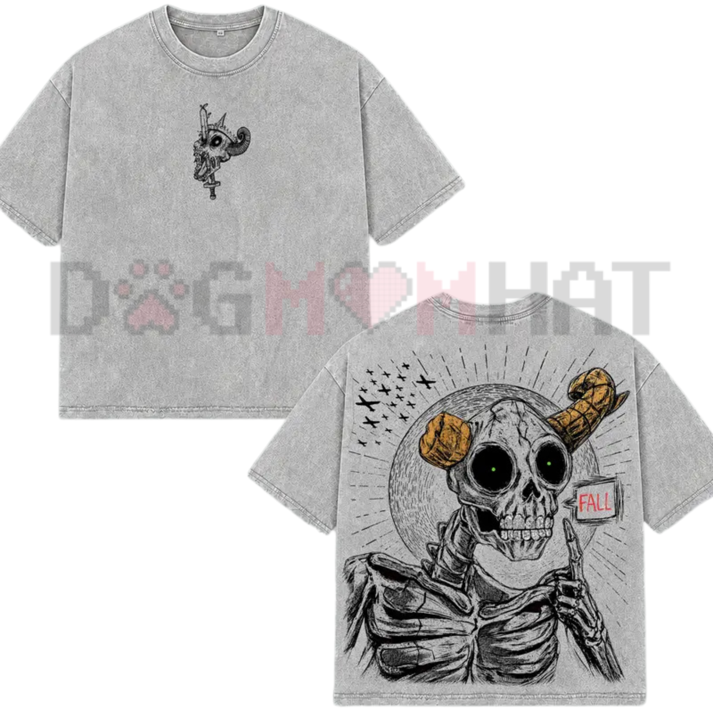 Dark Fantasy Lich Graphic Tee - Vintage Washed Double-Print Adventure Time Shirt