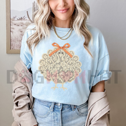 Lace Turkey Thanksgiving Graphic T-Shirt