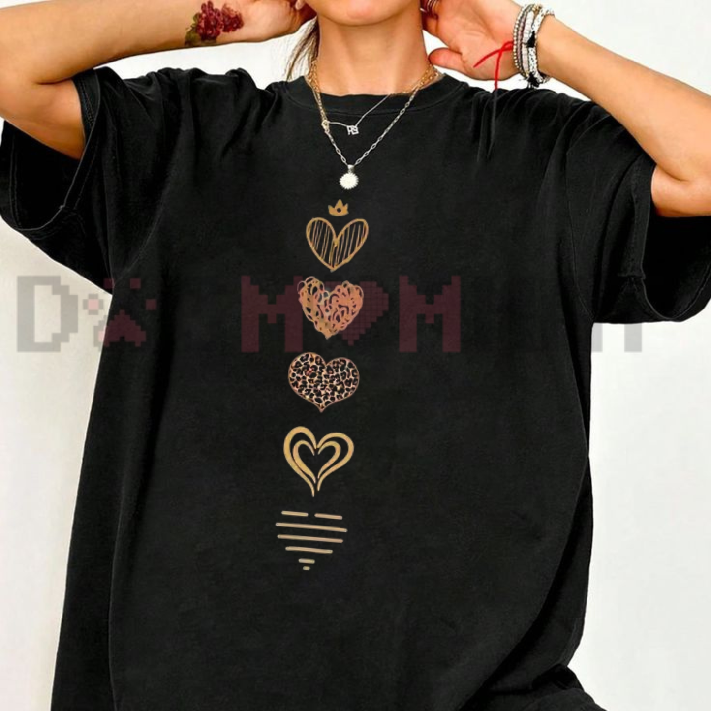 Chic Romance Oversized Streetwear Tee - Women's Pure Cotton Heart Graphic Breathable Commute T-Shirt