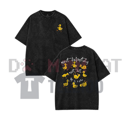 Vintage Acid Wash Pink "Ducks In A Row" Graphic T-Shirt - Y2K Chaotic Energy Streetwear Tee