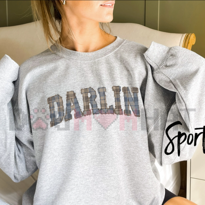 Plaid Darlin Preppy Country Graphic Sweatshirt