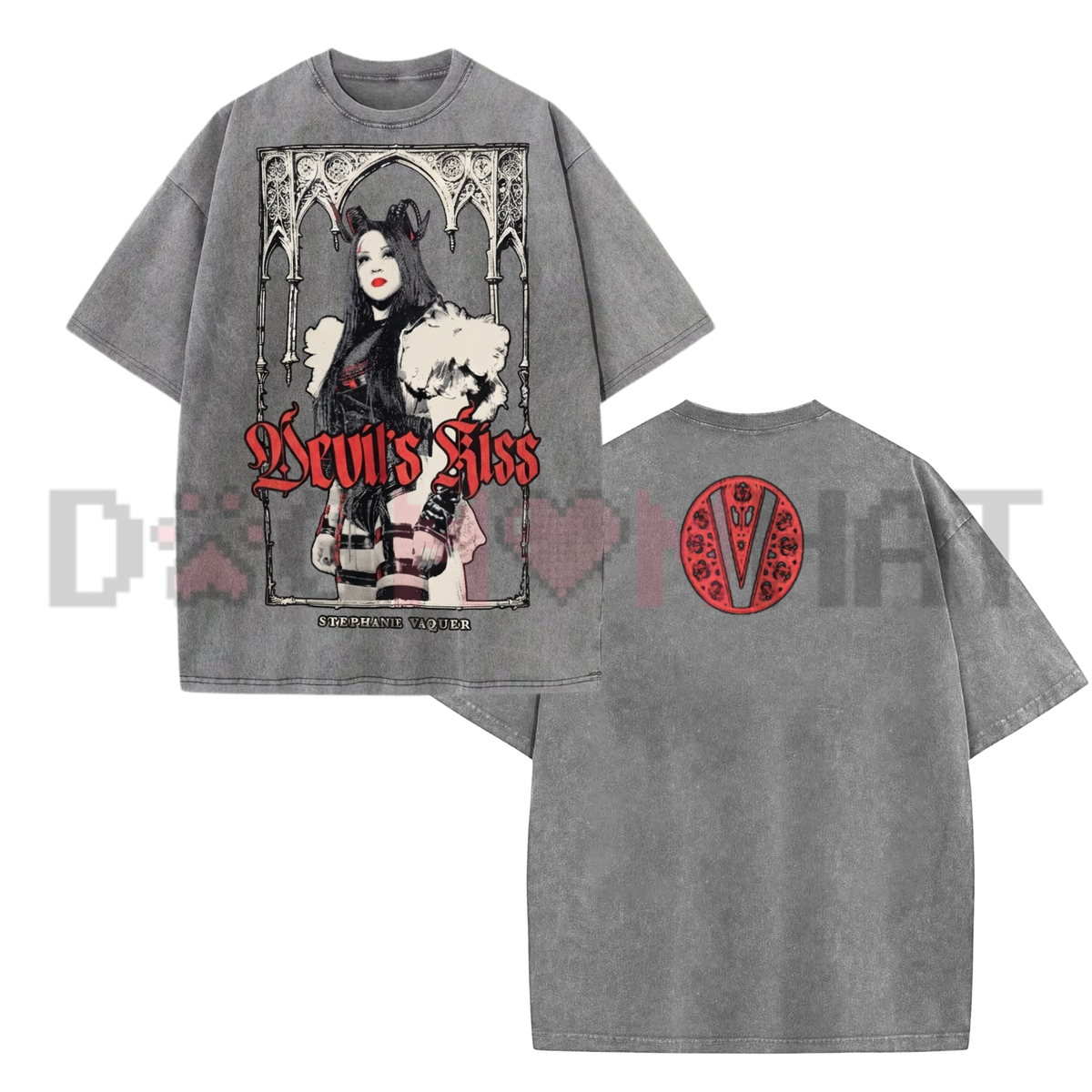 Stephanie Vaquer Devil's Kiss Medieval Gothic Arch Graphic Washed T-Shirt