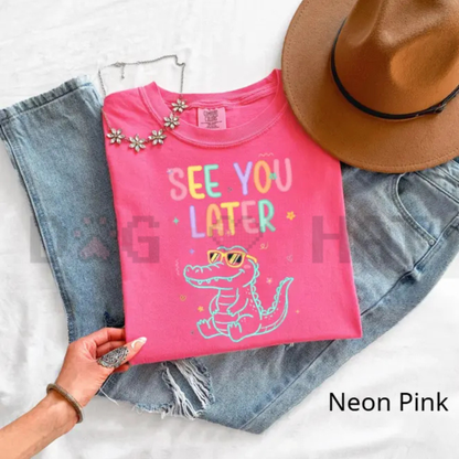 "See You Later" Teacher Shirt – Retro Alligator Graphic Summer Tee