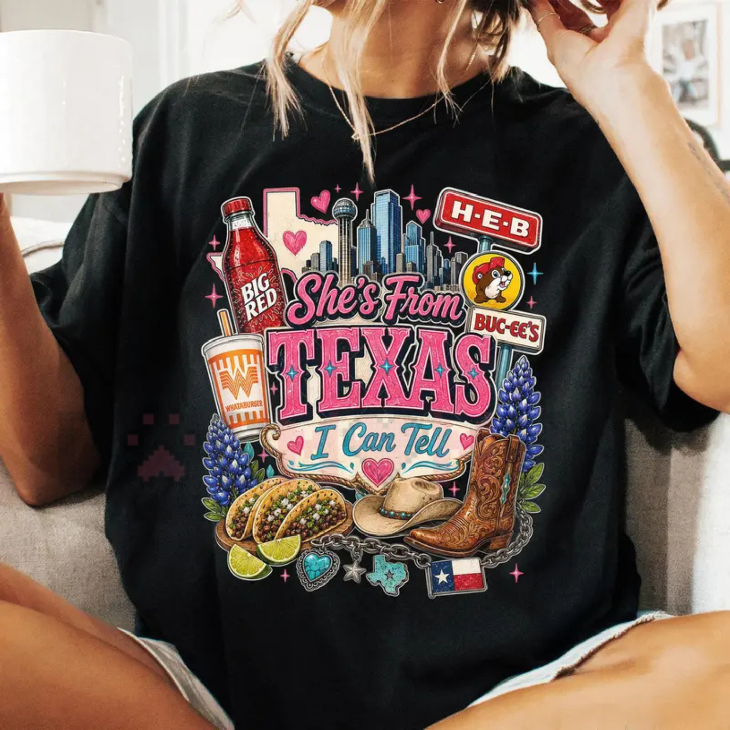 Comfort Colors "She's From Texas" Faded Graphic Tee