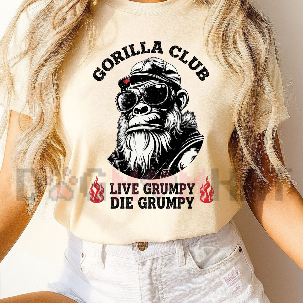 "Gorilla Club Retro Flame" Graphic T-Shirt