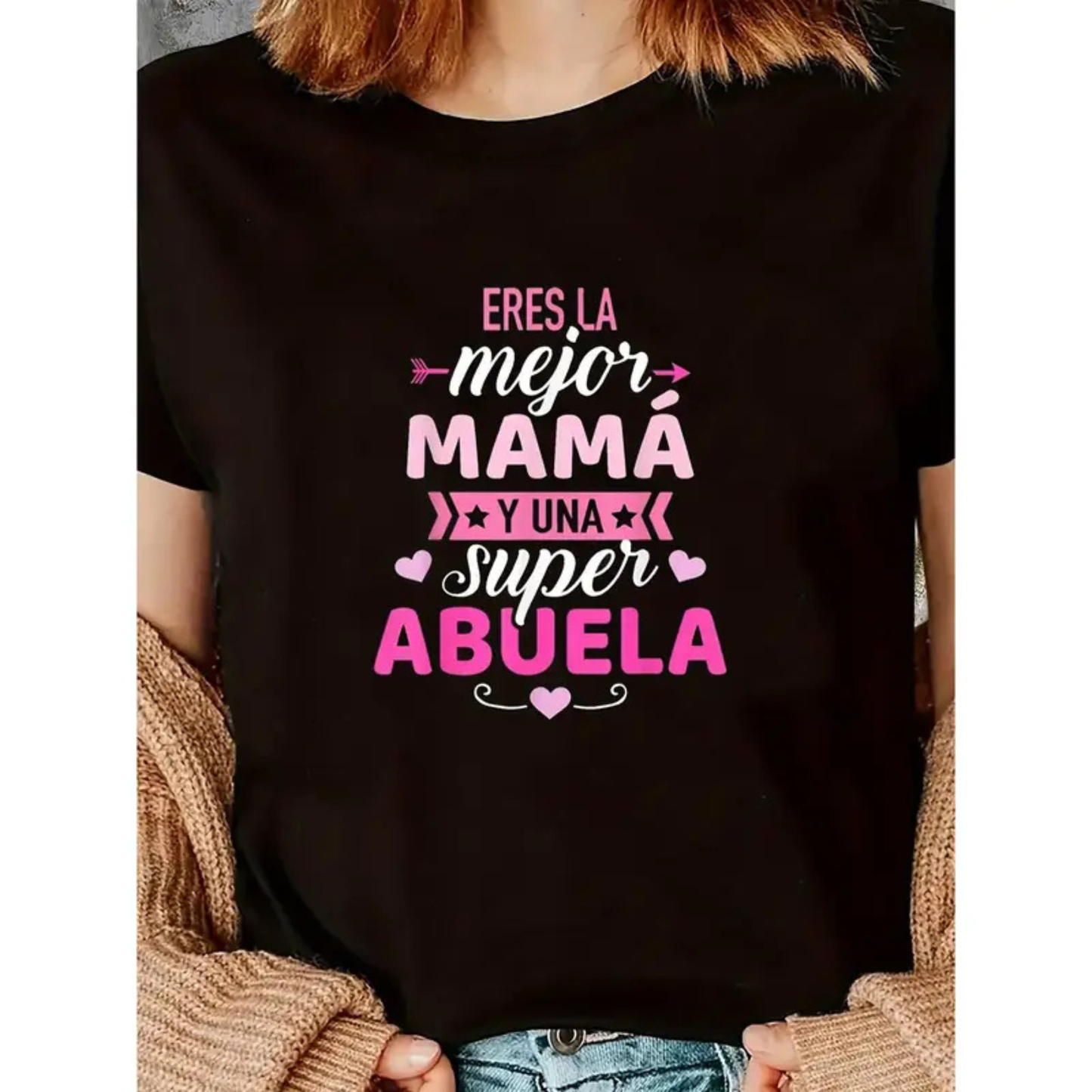 "Mejor Mamá" Mother’s Day T-Shirt – Black & Pink Letter Print Tee