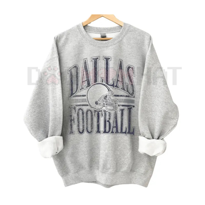 Team Football ASH GREY Crewneck Sweatshirt – Vintage Throwback Game Day Pullover