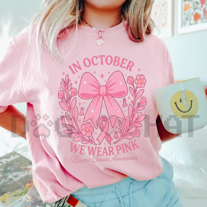 October Pink Breast Cancer Awareness Halloween Ghost Graphic T-Shirt