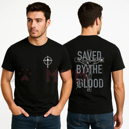 Parke Horizon Tee – "Saved By The Blood" Christian Cross Graphic T-Shirt