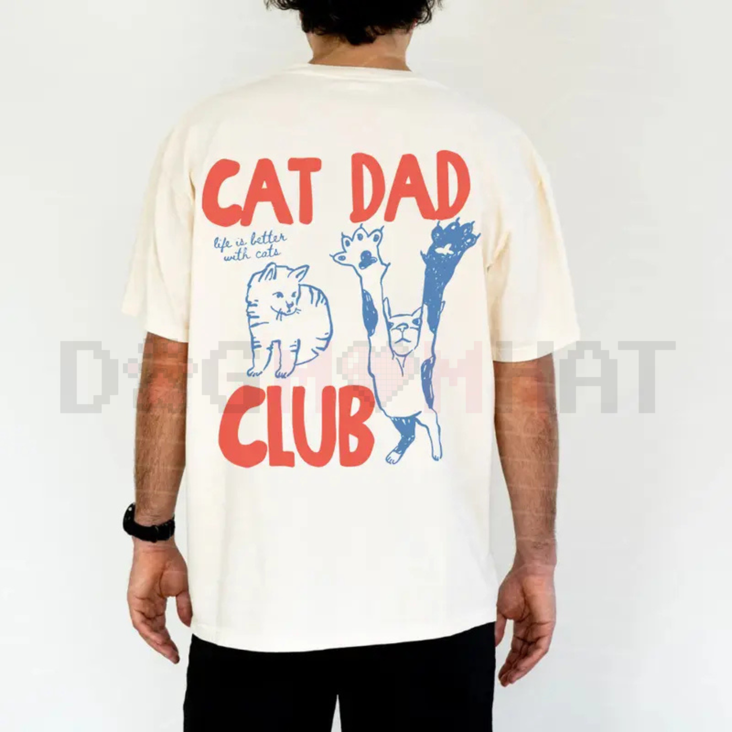 Cat Dad Club T-Shirt – Funny Back Design Tee