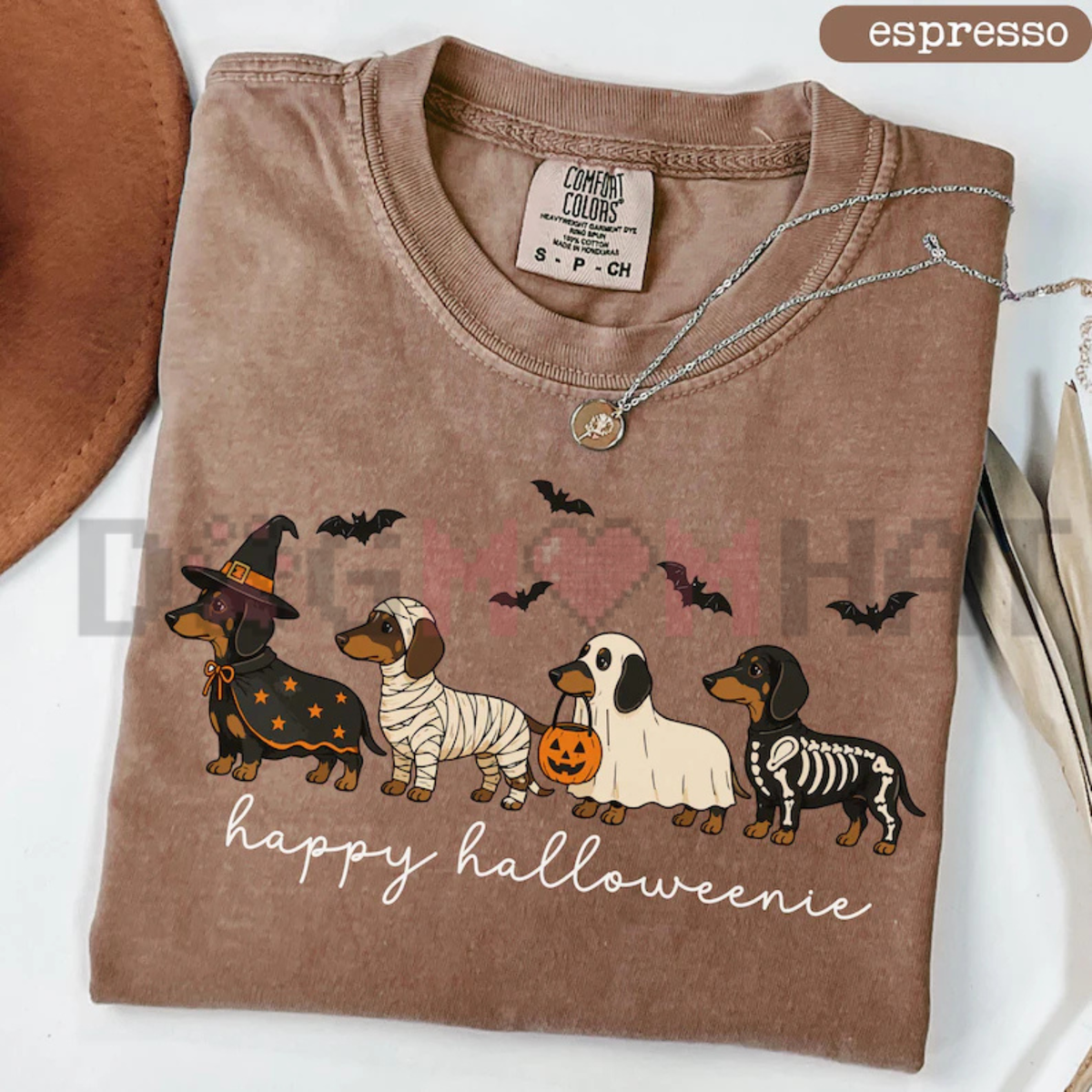 Comfort Colors® Halloween Dachshund T-Shirt - Happy Halloweenie Wiener Dog Graphic Tee