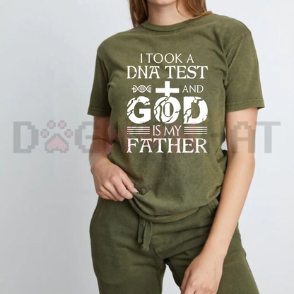 Men's Oversized Cotton Round Neck "God Is My Father" Christian Graphic T-Shirt