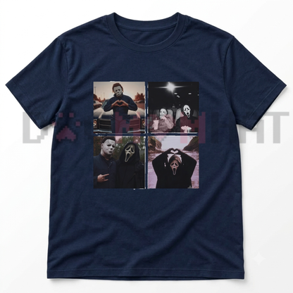 Women's Iconic Horror Movie Collage Graphic T-Shirt