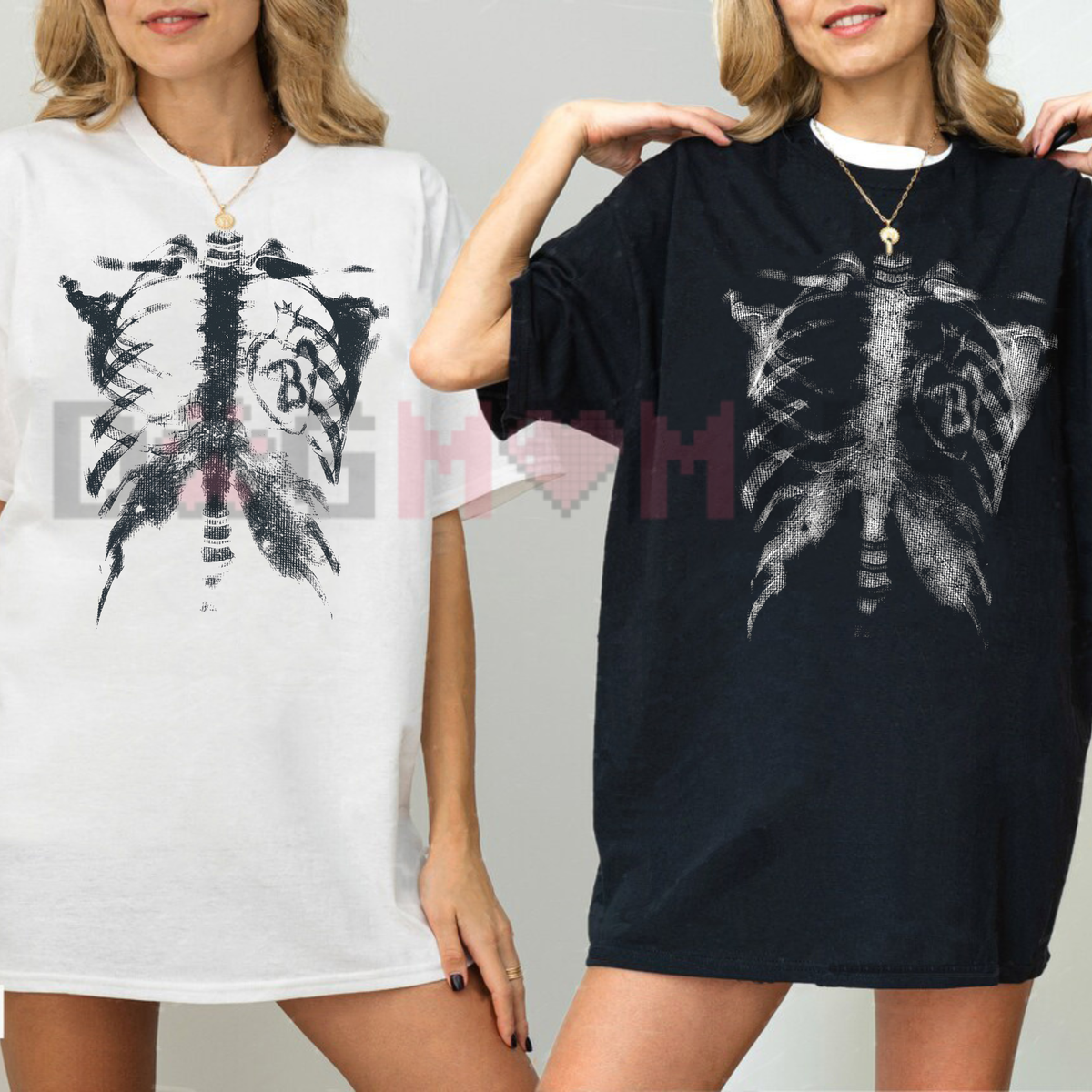 Anatomical Inverted Radiograph Tee – Skeleton Ribcage X-Ray Streetwear Shirt