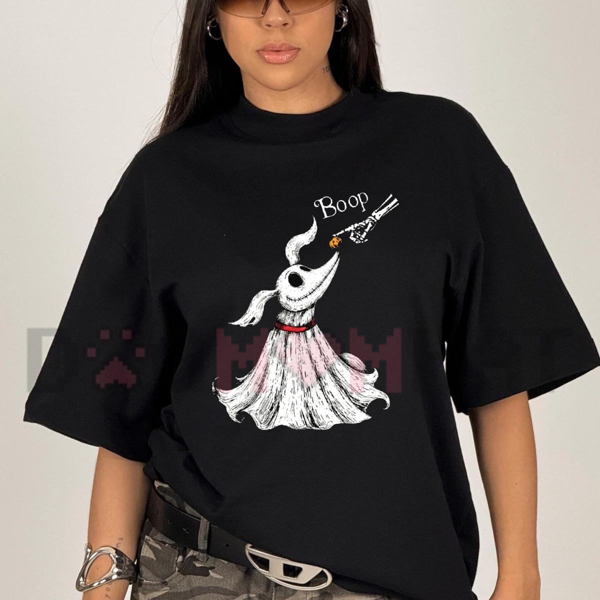 "Zero Dog Boop Skeleton Hand" Funny Halloween T-Shirt