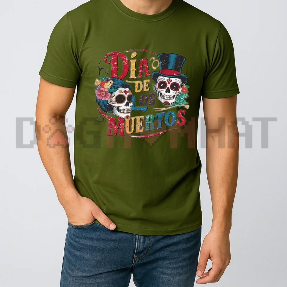 "Day of the Dead Vibrant Bone & Floral" Graphic T-Shirt