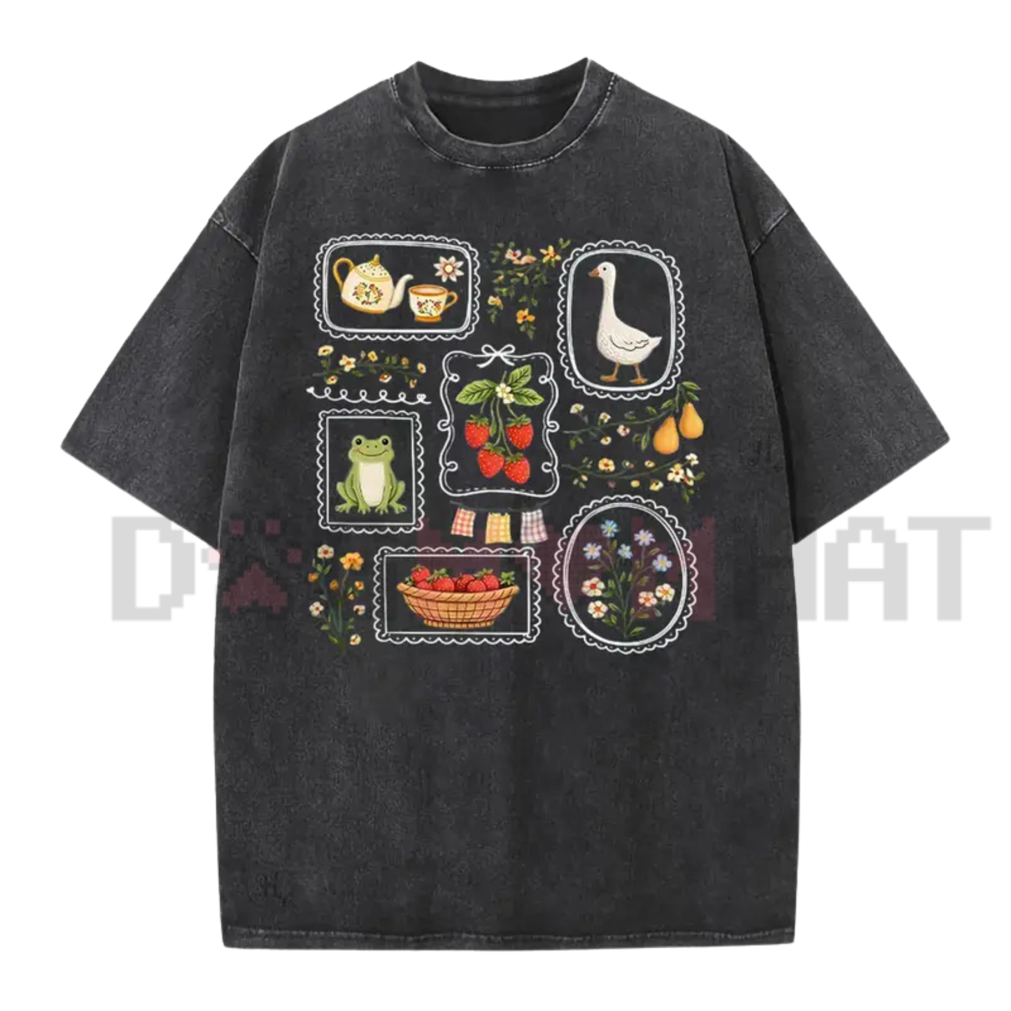 Women's Vintage Acid Wash T-Shirt - Soft Cotton Loose Retro Streetwear Top