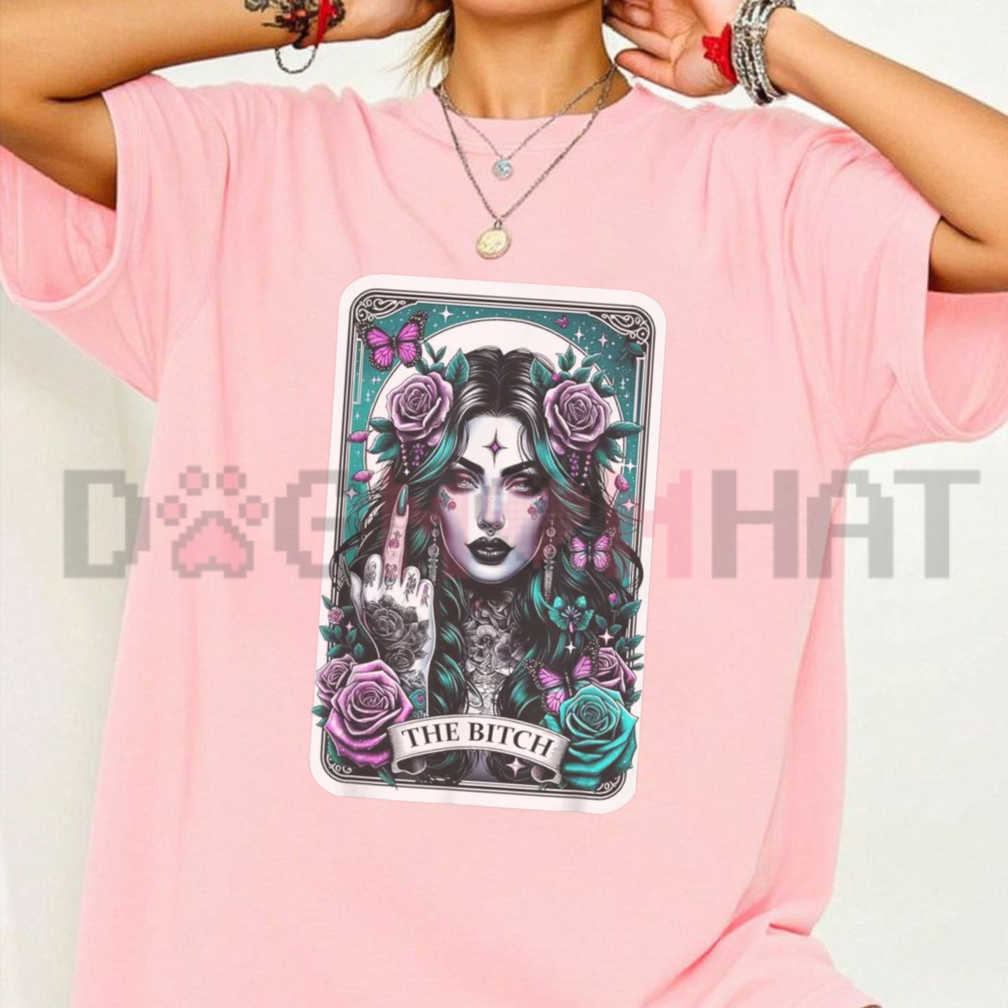 Essential Ribbed Retro Sugar Skull Tarot Card T-Shirt - Made in USA Ribbed Tube Knitted Unisex Top