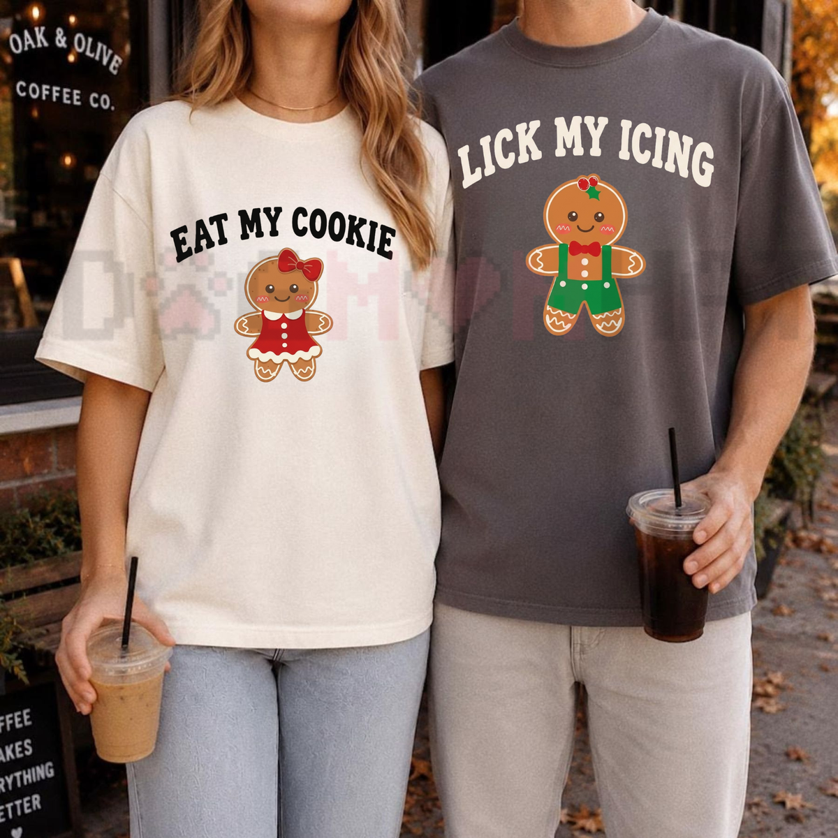 Naughty Nibbles Tee – Inappropriate Gingerbread Matching Couple Christmas Graphic Shirt