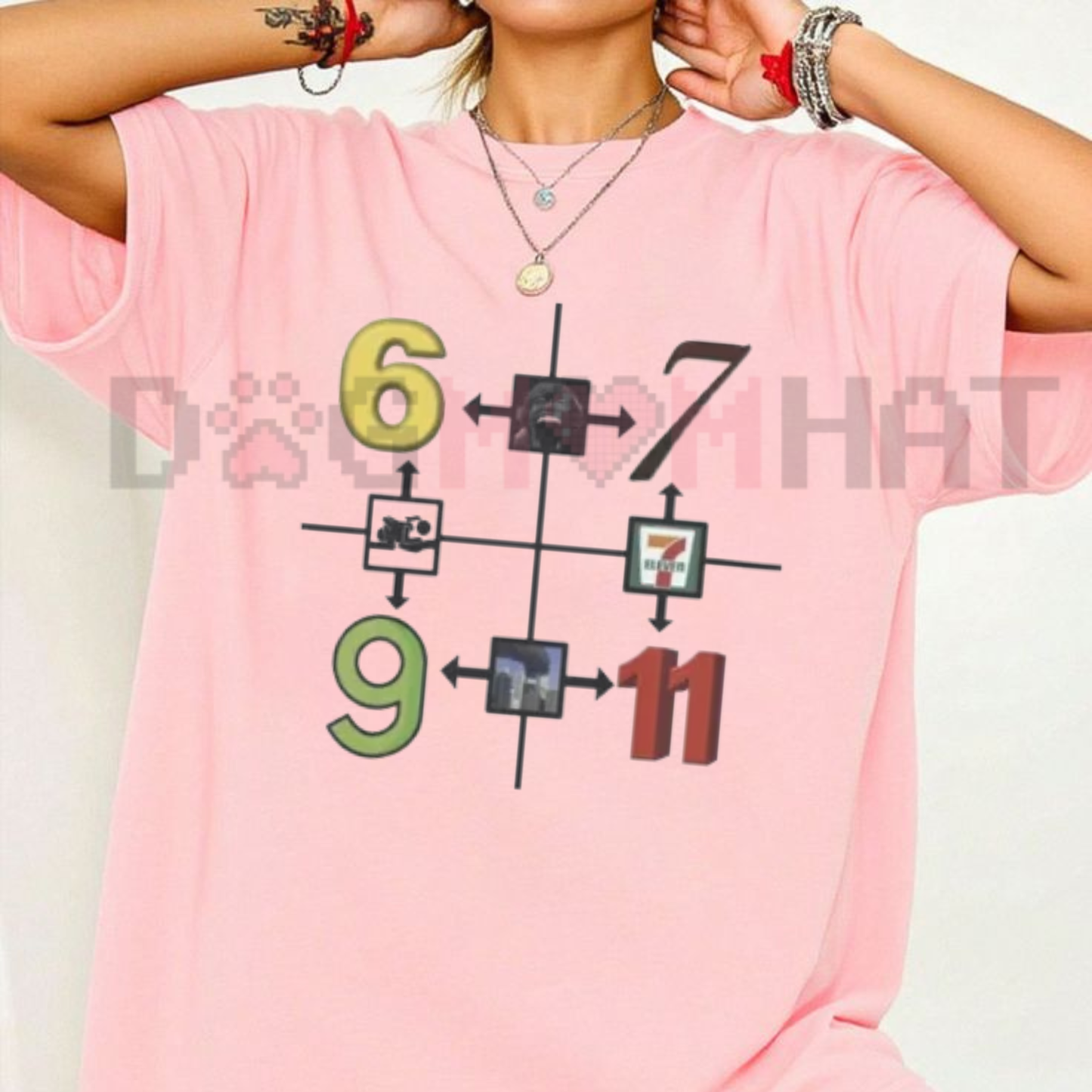 69 67 9/11 7-11 Abstract Numerical Grid Tee