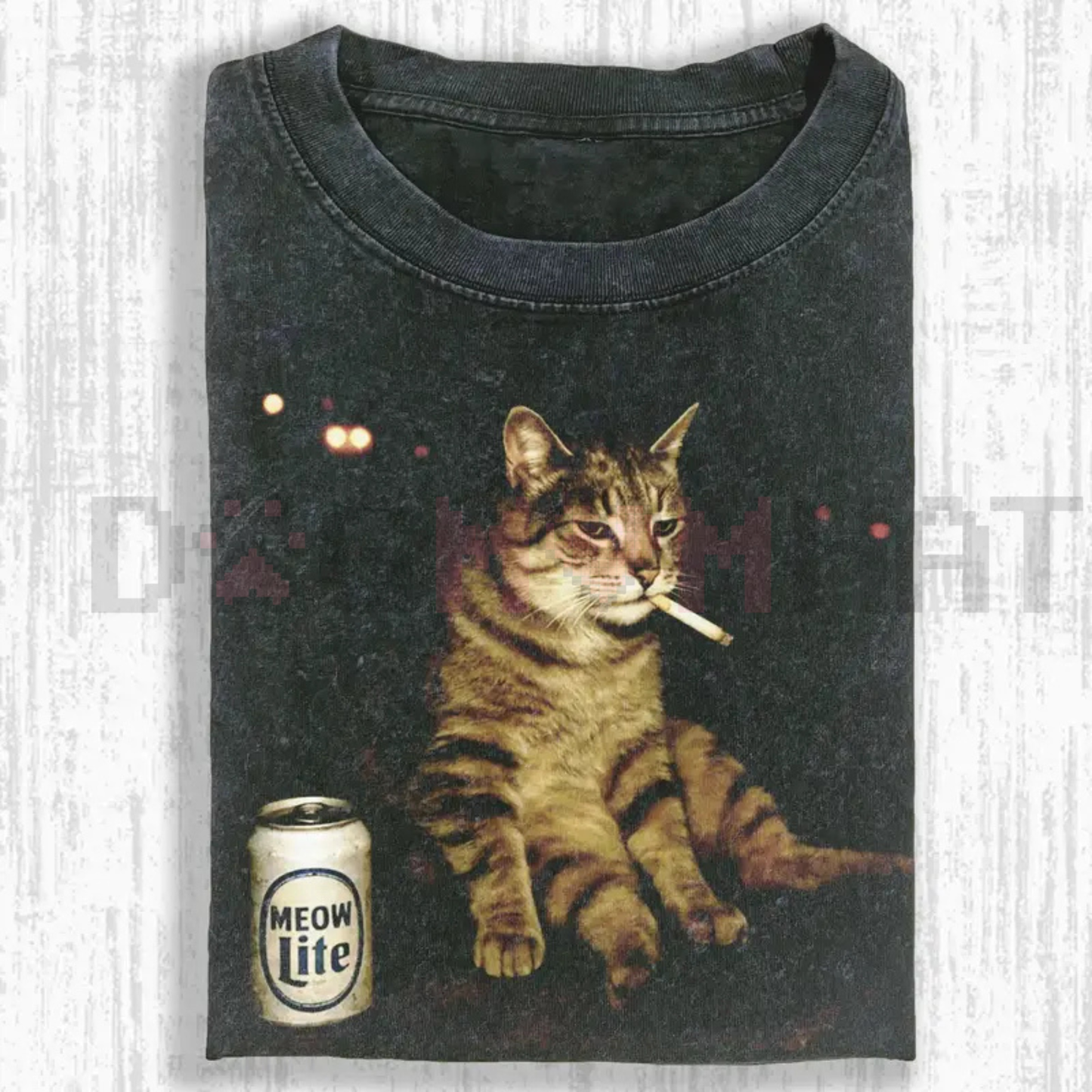 "WACKY CAT" Oversized Washed T-Shirt