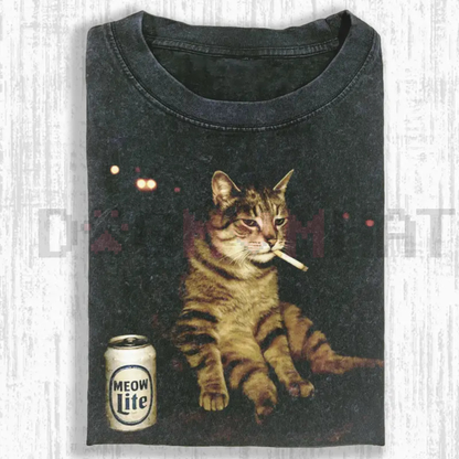 "WACKY CAT" Oversized Washed T-Shirt