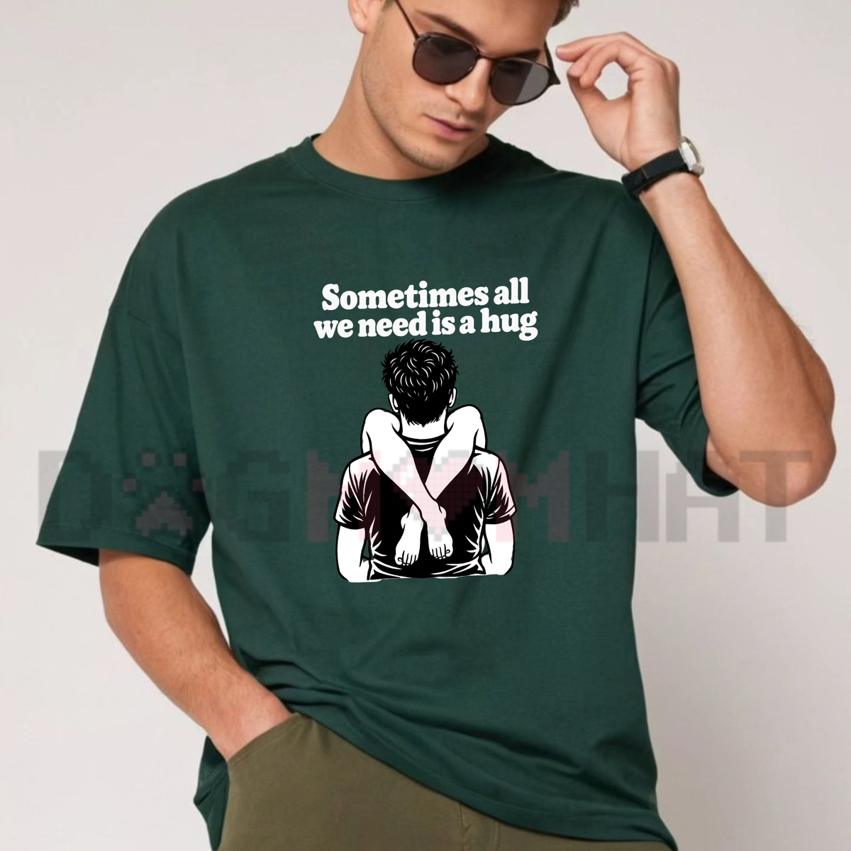 Festive Friction Tee – "Sometimes All We Need Is A Hug" Funny Sarcastic Graphic T-Shirt