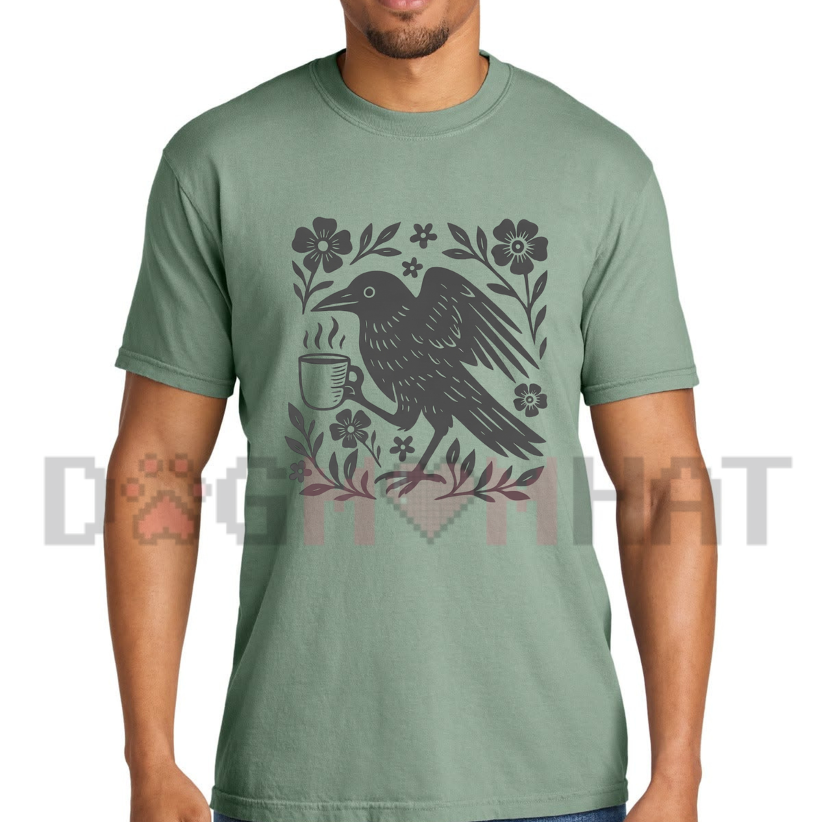 Boho Crow Coffee Graphic T-Shirt