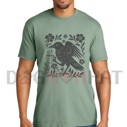 Boho Crow Coffee Graphic T-Shirt