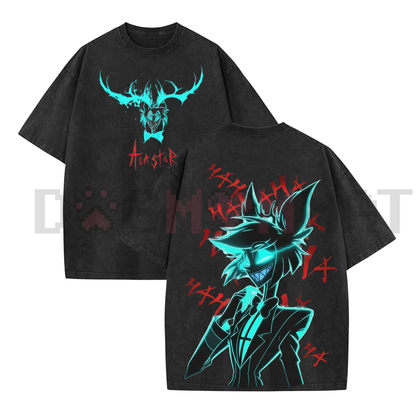Alastor Hazbin Hotel Wash T-Shirt – Vintage Comic TV Show Graphic Streetwear Tee